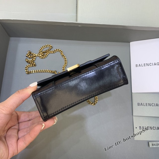 Balenciaga專櫃爆款手提女包 巴黎世家平紋黑金扣mini Hourglass沙漏包 fyj1007